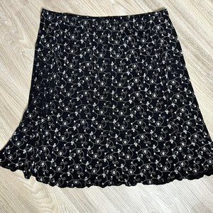 Briggs New‎ York Black White Floral Skirt Flowy Zips Med